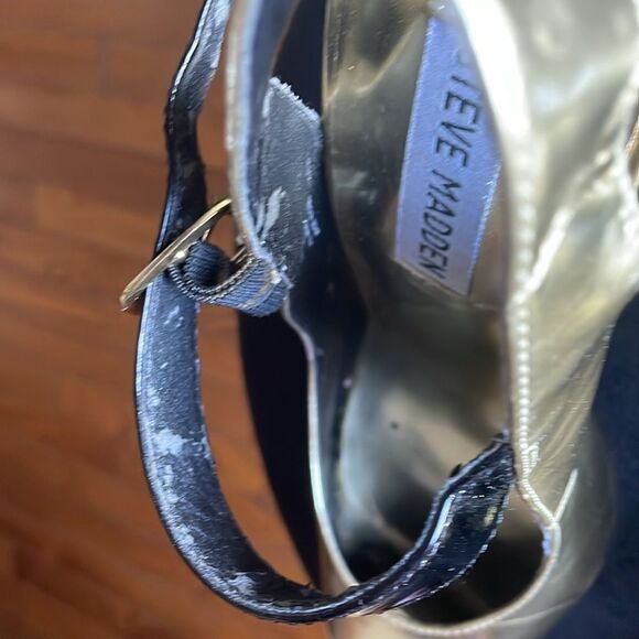 STEVE MADDEN GOLD METALLIC SLING BACK HIGH HEEL WOMEN'S PEP TOE SHOES SIZE 7 M - Picture 14 of 15